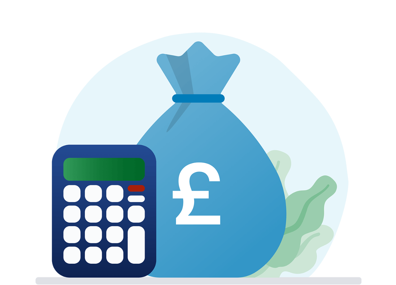 Money bag and calculator illustration
