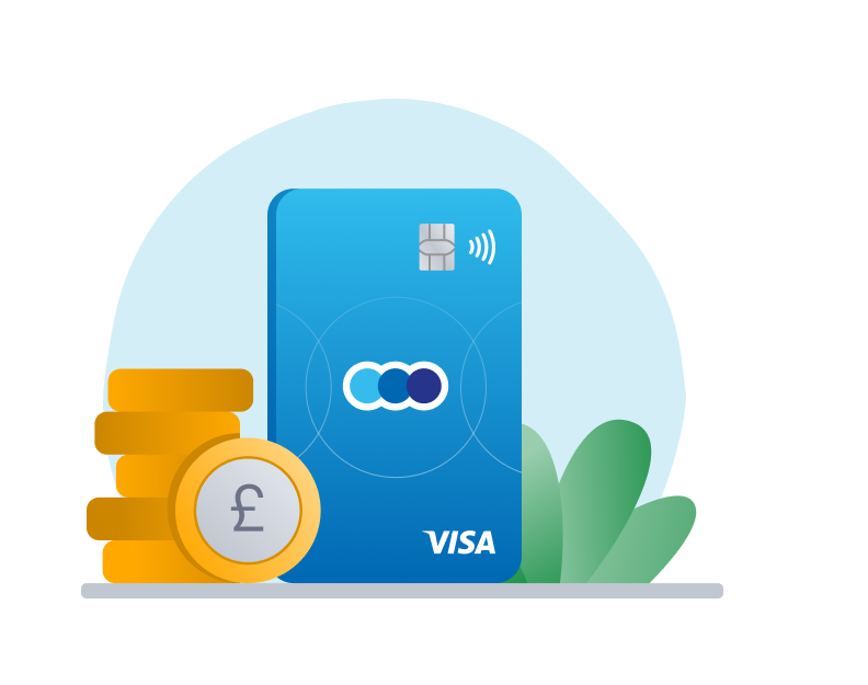 TSB card with stack of coins