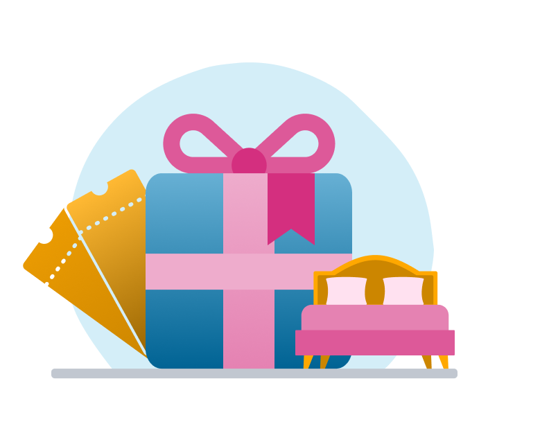 Cinema tickets, gifts and a bed