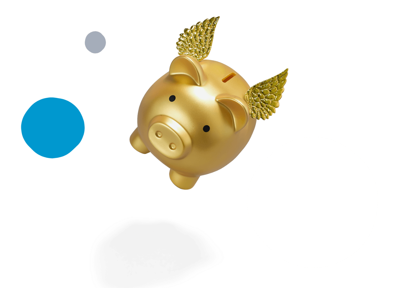 Gold piggybank with wings