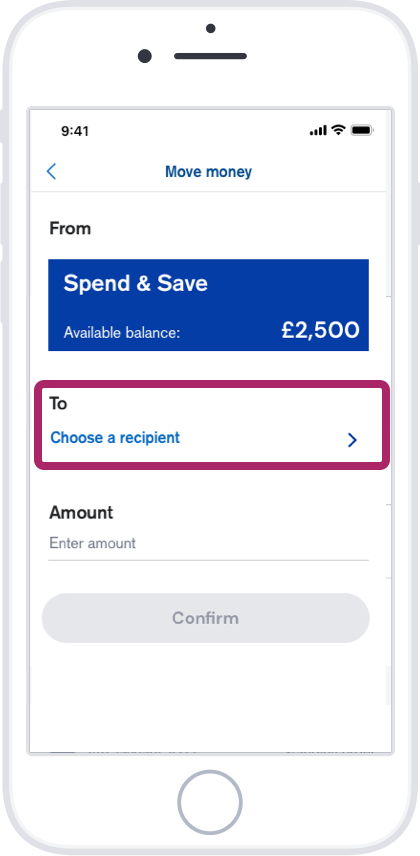 Tap ‘Choose a recipient’.