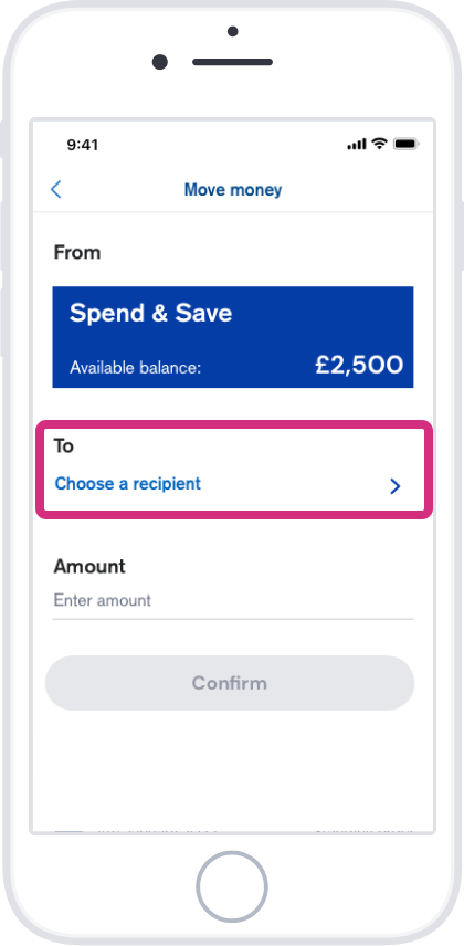 Tap ‘Choose a recipient’
