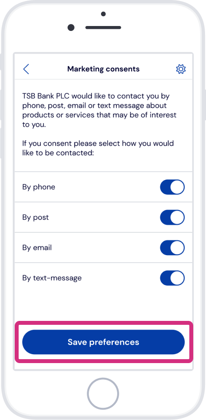Toggle consent on/off and tap ‘Save preferences’