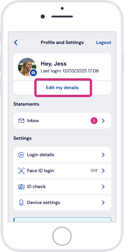 Tap ‘Edit my details’