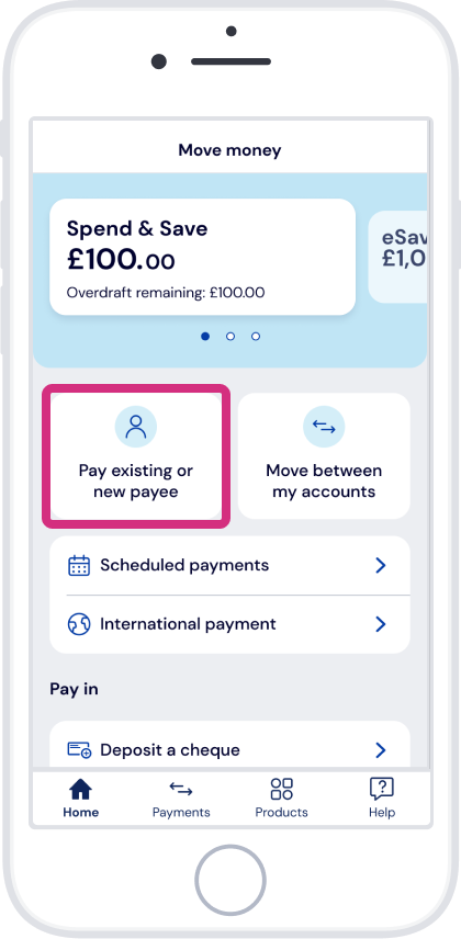 Tap ‘Pay existing or new payee’