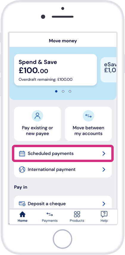 Tap ‘Scheduled payments’