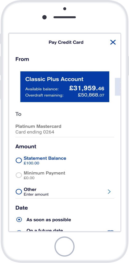 Confirm the amount and the date you would like the payment to be made