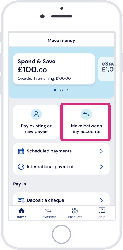Tap ‘Move between my accounts’