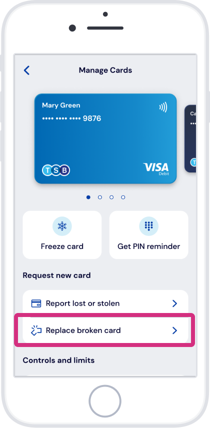 Tap ‘Replace broken card’