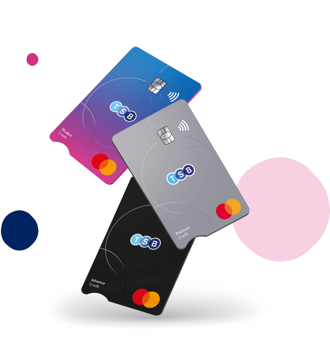 Three different TSB credit cards