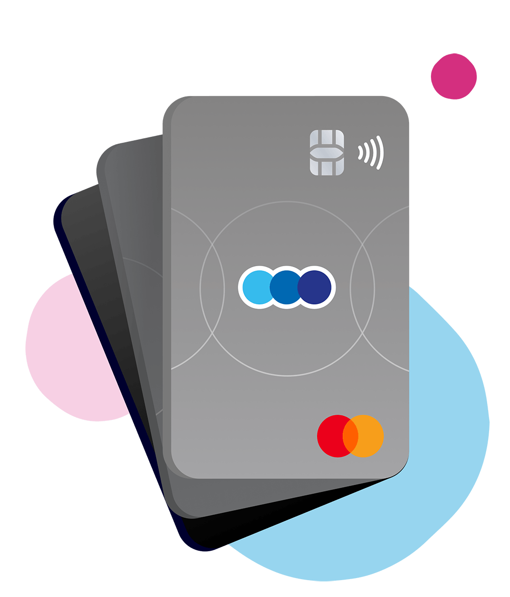 Illustration of three different TSB credit cards.