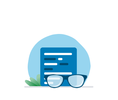 Illustrated glasses and document