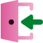 Pink door indicating login.