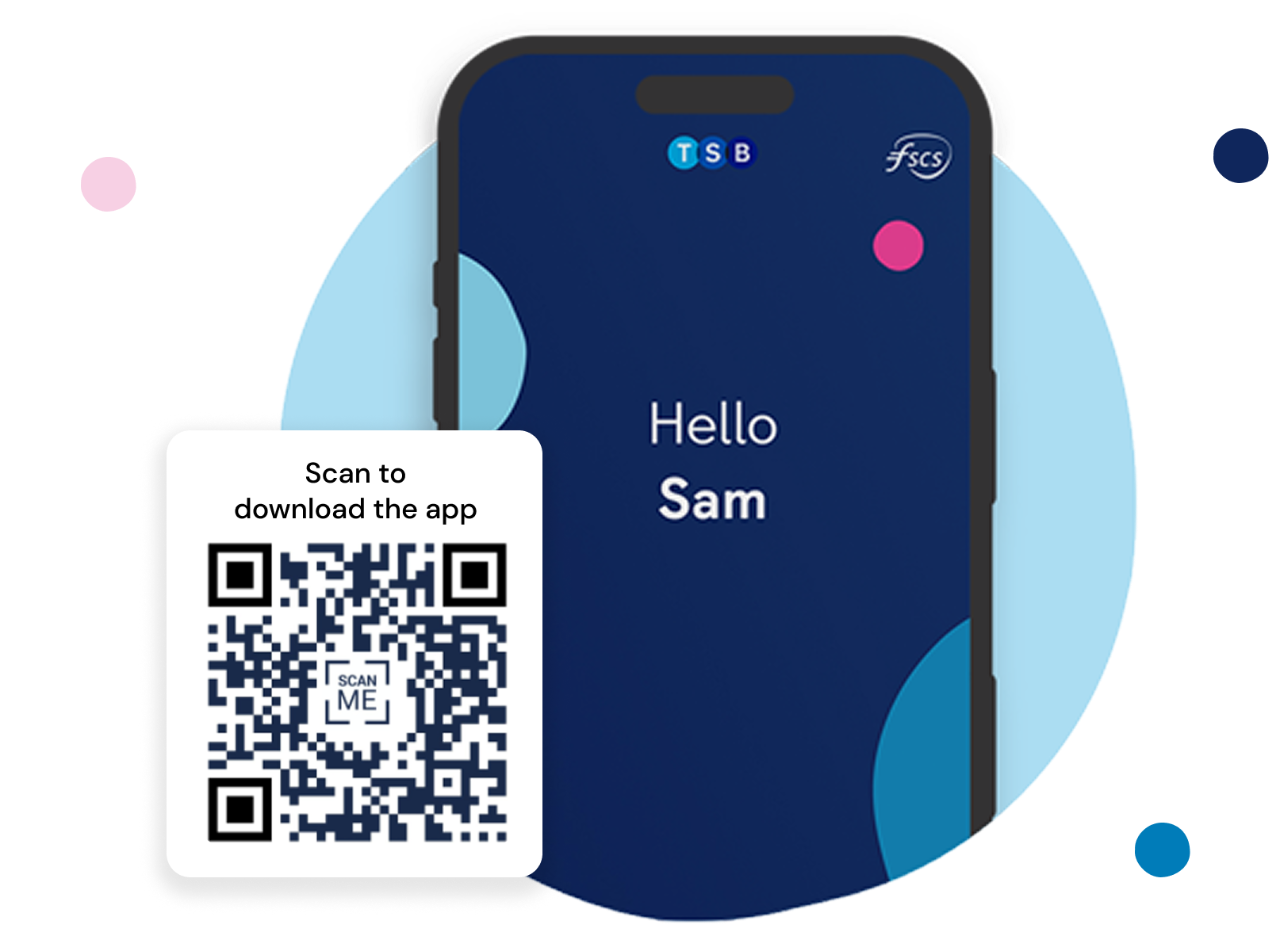 TSB mobile app image and QR code