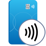 Debit card with contactless icon