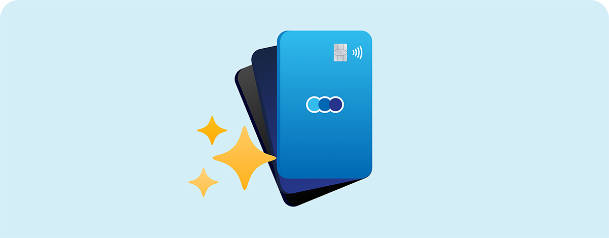 Debit cards with stars illustration