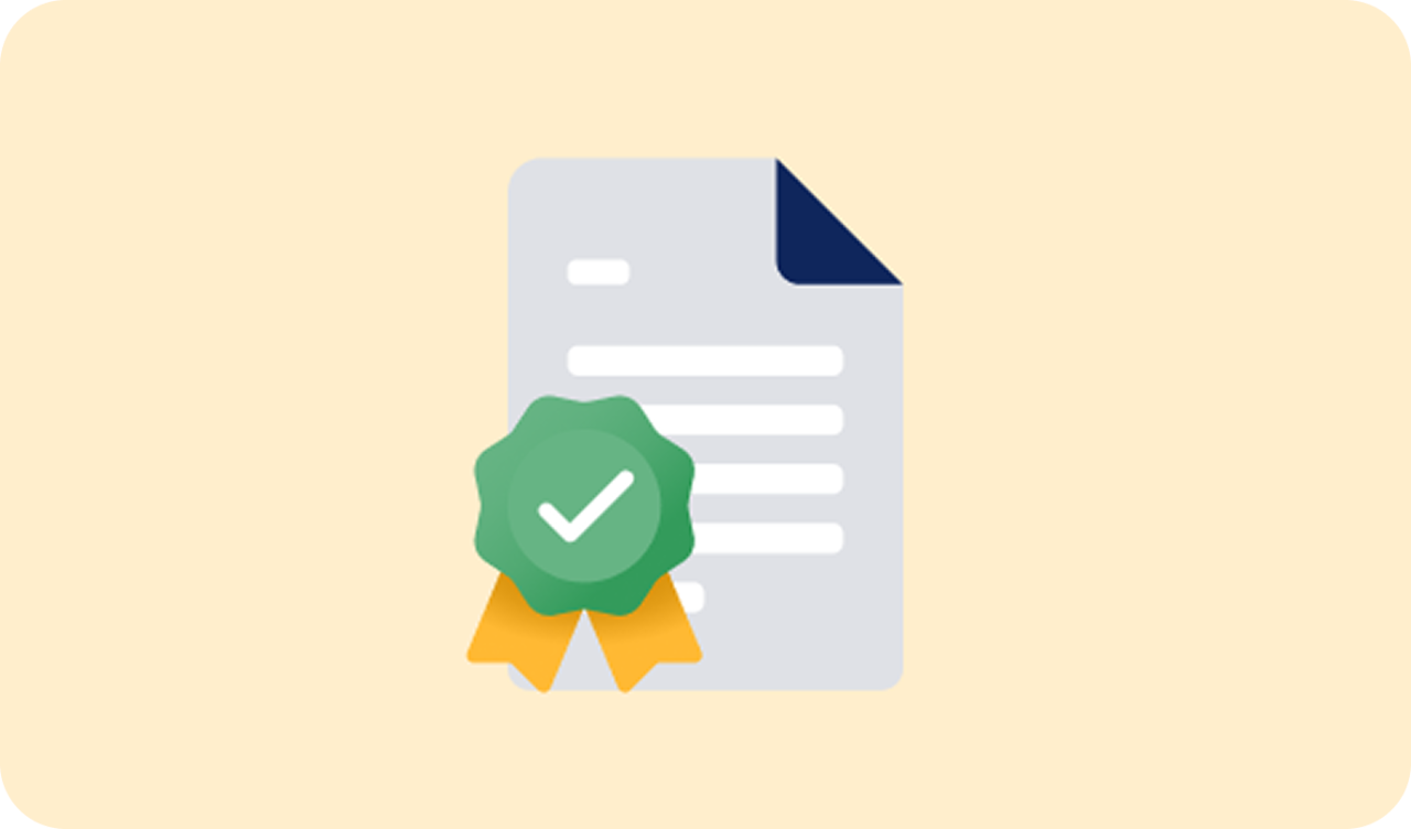 Document with a green ticked rosette
