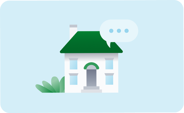 House with chat icon
