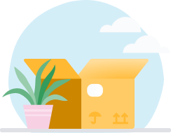 Moving box with plant pot 
