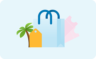 Blue shopping bad with a price tag