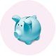 Blue piggy bank in pink circle orb