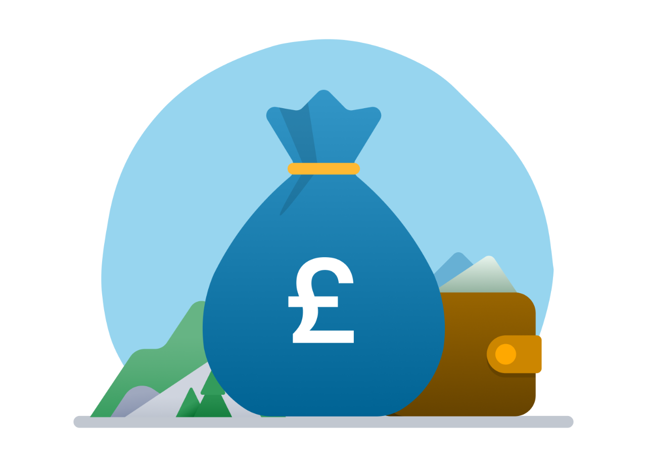 Blue money bag and wallet